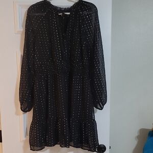 Old Navy Lined Sheer Black & Silver Sparkle Dress Women's XL
